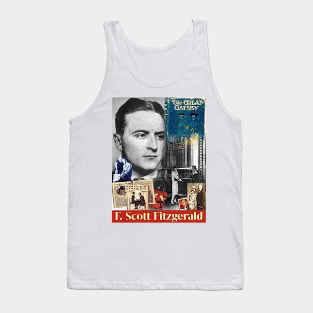 F. Scott Fitzgerald Collage Portrait Tank Top by Dez53